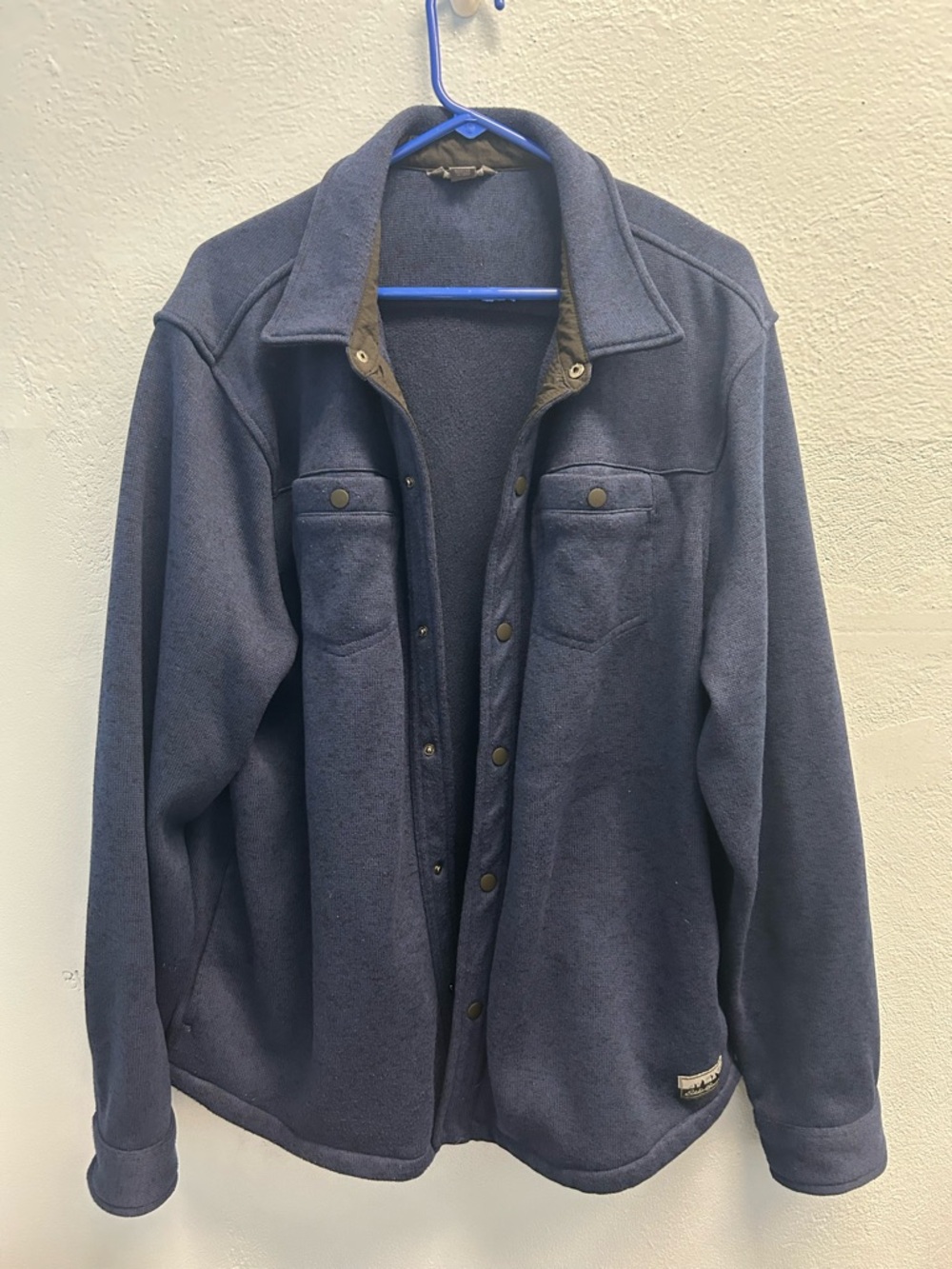 Eddie Bauer Men's Navy Fleece Button-Up Jacket